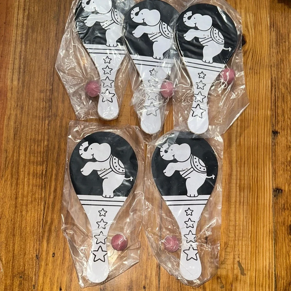NEW Oriental Trading Company 11 Black and White Party Paddle Ball Set